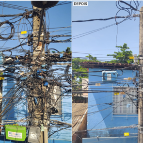 Mais de 9 toneladas de cabos irregulares são removidas de postes em Pernambuco